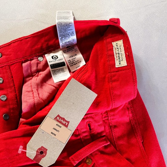 NWT Levis Premium 501 Jeans Women 26x28 Red High Rise Straight Made USA 90 Denim - Picture 14 of 14